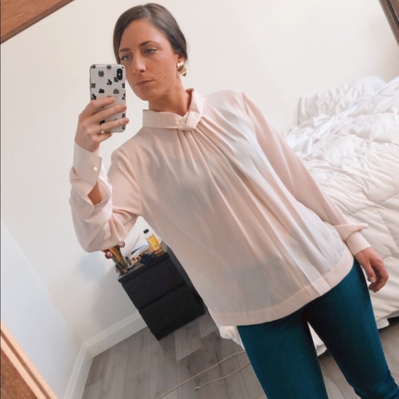 New DKNY Sheer Pink Collar Blouse - Picture 2 of 11